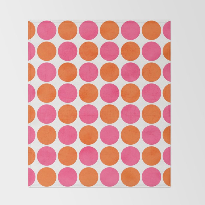 orange and hot pink dots Throw Blanket Gallery Image 2