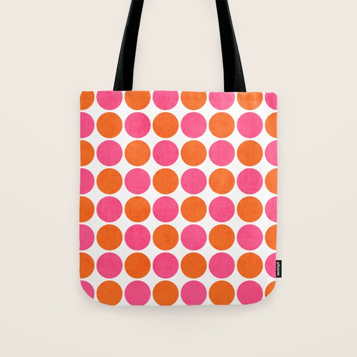 orange and hot pink dots Tote Bag Gallery Image 1