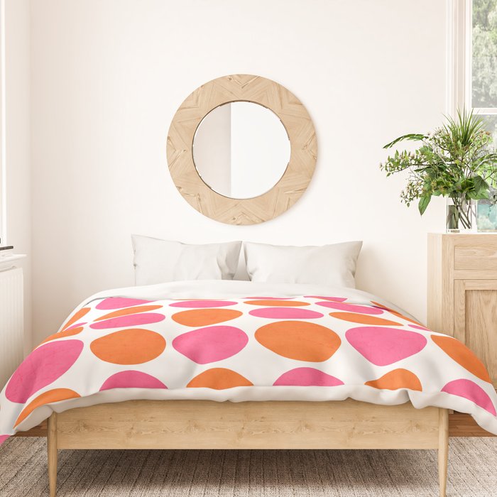 orange and hot pink dots Duvet Cover Gallery Image 3