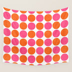 orange and hot pink dots Wall Tapestry Gallery Image 4