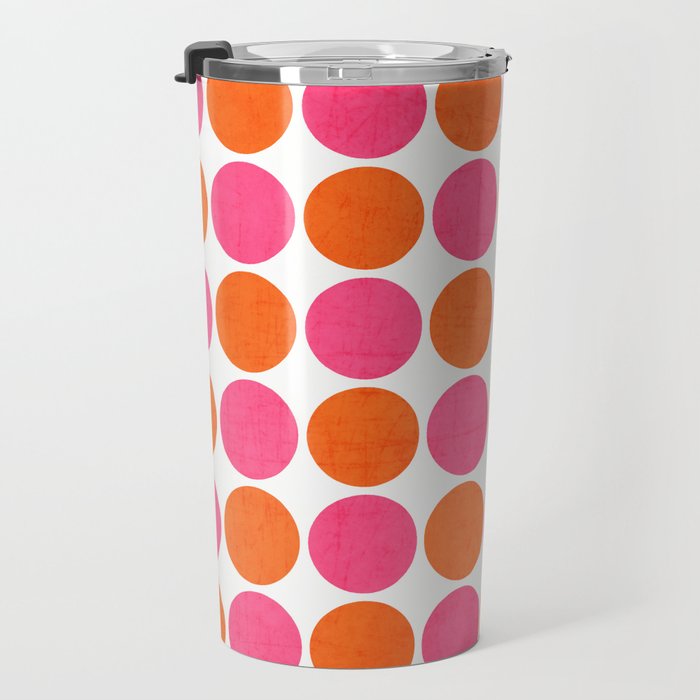 orange and hot pink dots Travel Mug Gallery Image 3