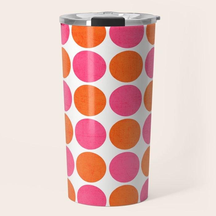 orange and hot pink dots Travel Mug Gallery Image 1