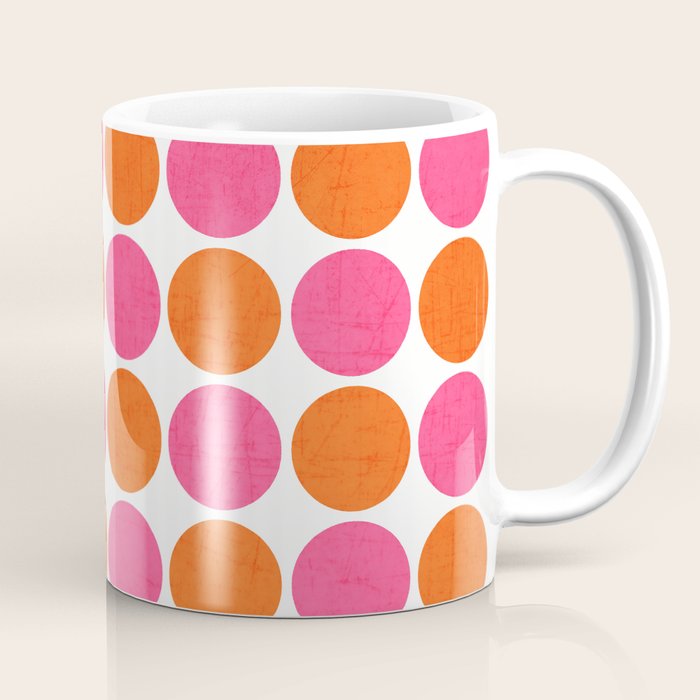 orange and hot pink dots Coffee Mug Gallery Image 1