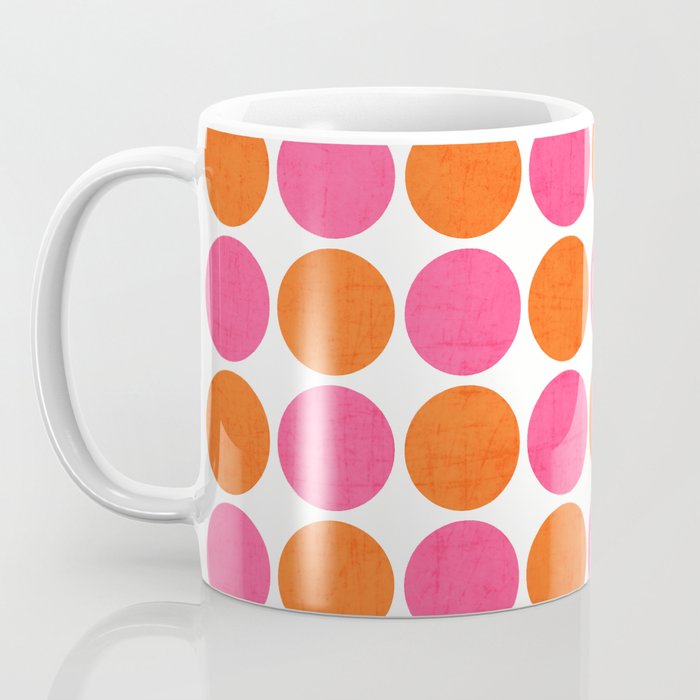 orange and hot pink dots Coffee Mug Gallery Image 3