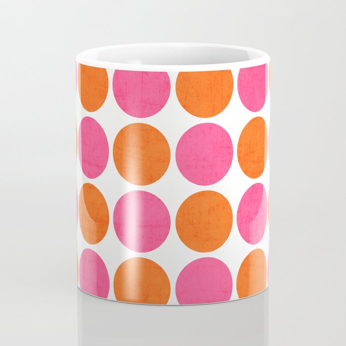 orange and hot pink dots Coffee Mug Gallery Image 4