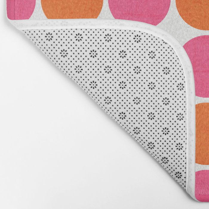 orange and hot pink dots Bath Mat Gallery Image 2