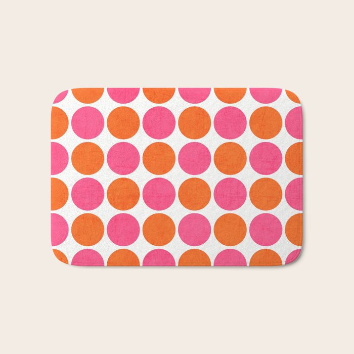 orange and hot pink dots Bath Mat Gallery Image 1