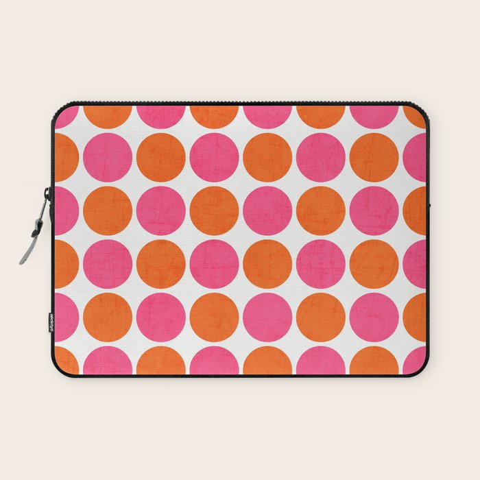 orange and hot pink dots Laptop Sleeve Gallery Image 1