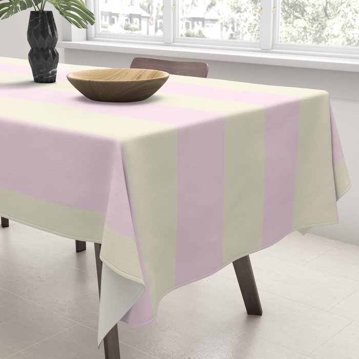 Stripes of Light Pink and Cream Tablecloth Gallery Image 3