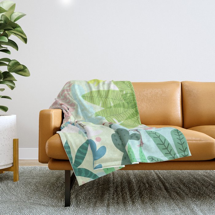Flamingo jungle Throw Blanket Gallery Image 1