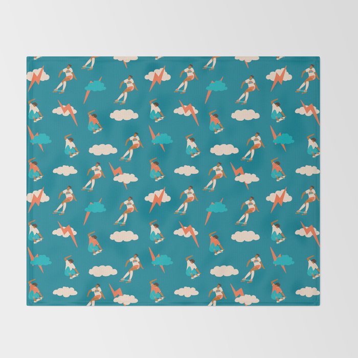 Skateboard girls Throw Blanket Gallery Image 2