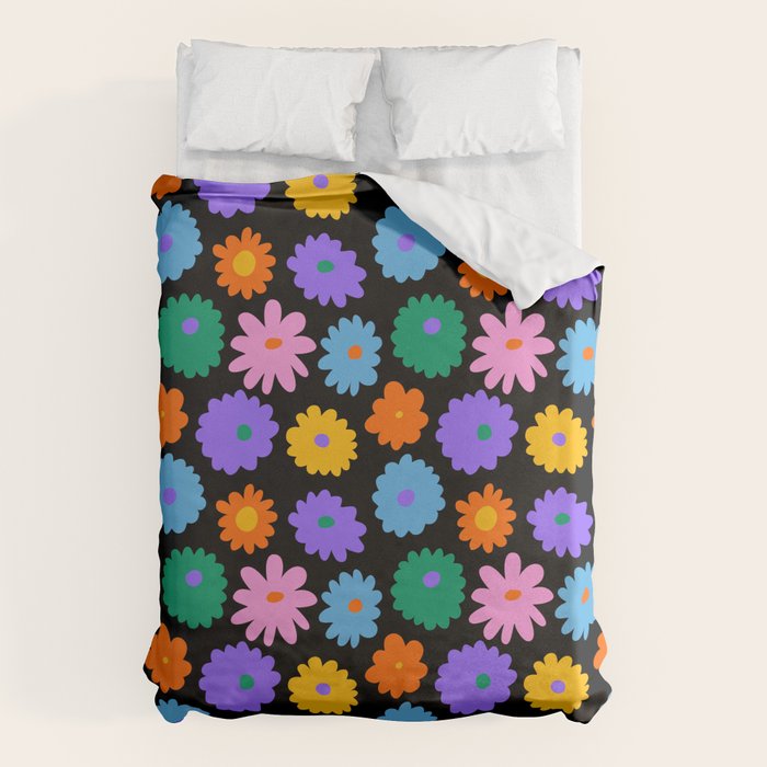 Colorful retro flower art pattern Duvet Cover Gallery Image 6