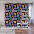 Colorful retro flower art pattern Wall Mural Gallery Image 1