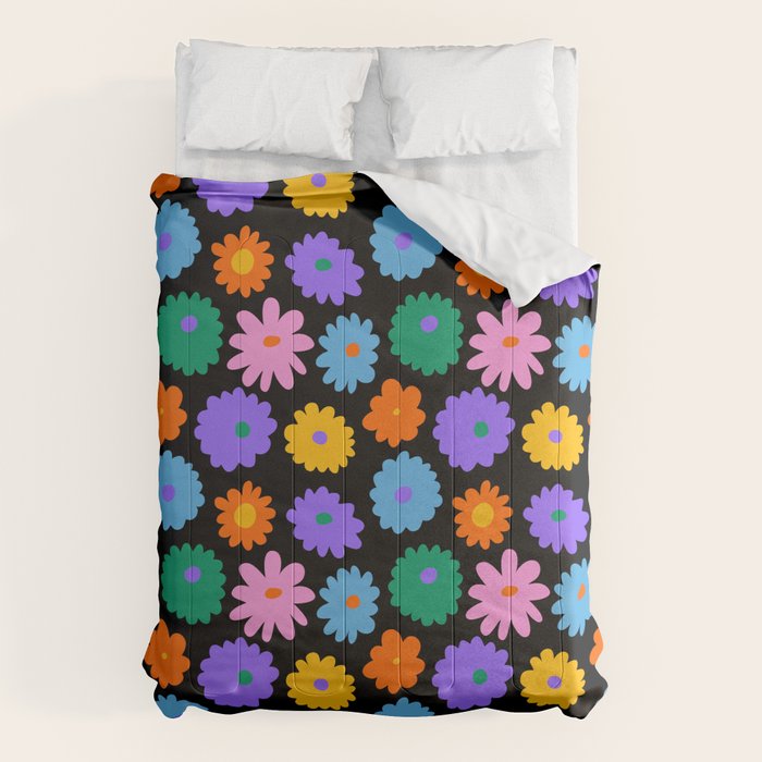 Colorful retro flower art pattern Comforter Gallery Image 6