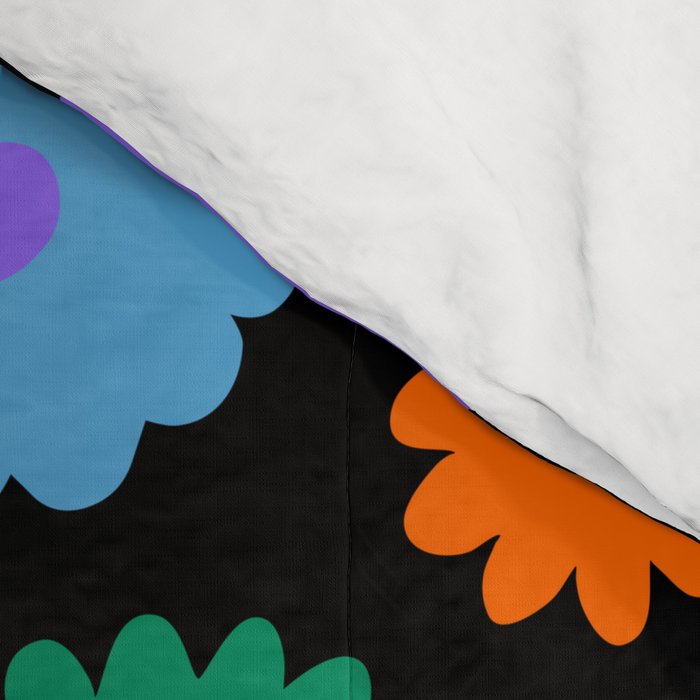 Colorful retro flower art pattern Comforter Gallery Image 4