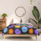 Colorful retro flower art pattern Comforter Gallery Image 3