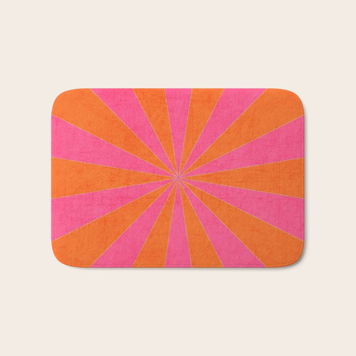 orange and hot pink starburst Bath Mat Gallery Image 1