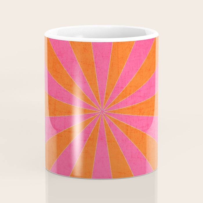 orange and hot pink starburst Coffee Mug Gallery Image 4