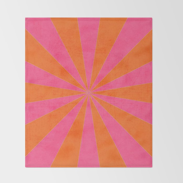orange and hot pink starburst Throw Blanket Gallery Image 2
