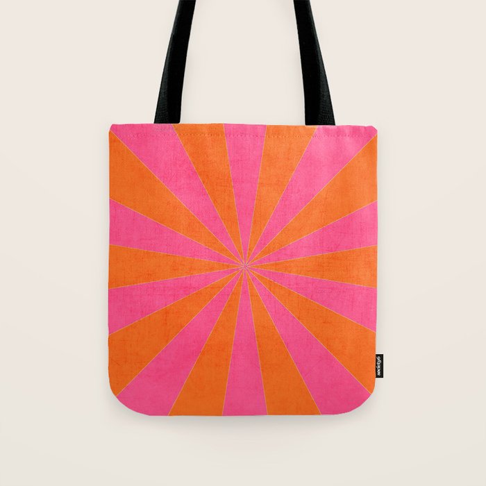 orange and hot pink starburst Tote Bag Gallery Image 1
