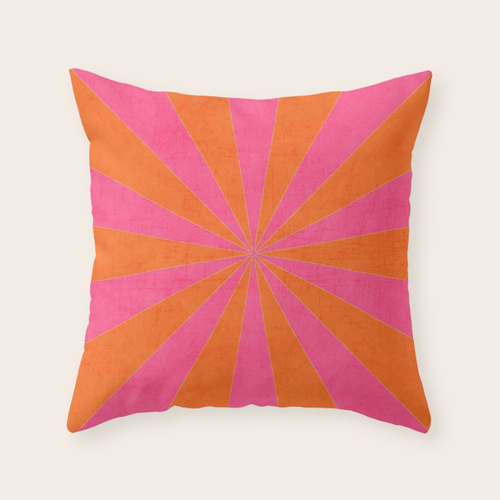 orange and hot pink starburst Throw Pillow Gallery Image 6