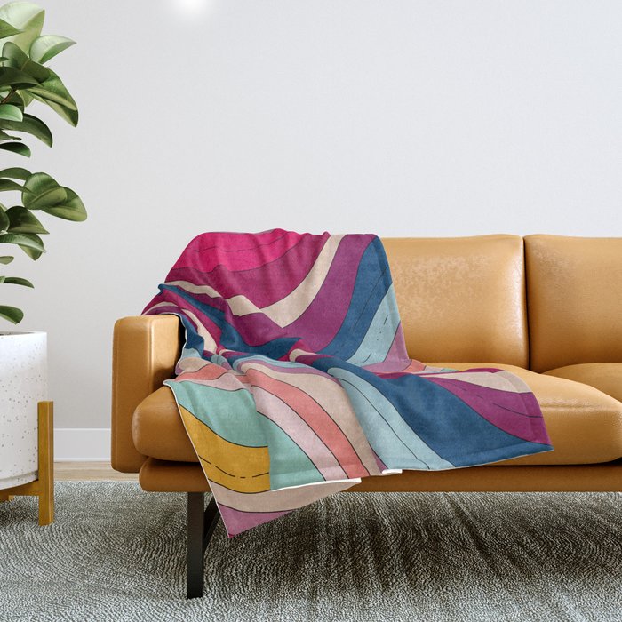 Boho Fluid Abstract Wavy Throw Blanket Gallery Image 1