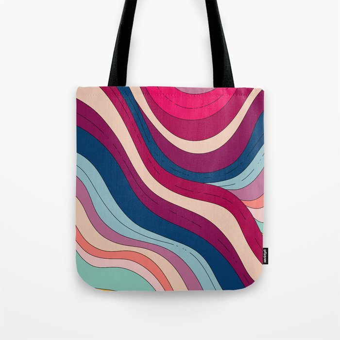 Boho Fluid Abstract Wavy Tote Bag Gallery Image 1