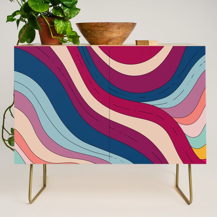 Boho Fluid Abstract Wavy Credenza Gallery Image 1