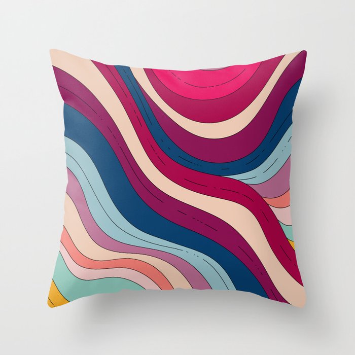 Boho Fluid Abstract Wavy Throw Pillow Gallery Image 6