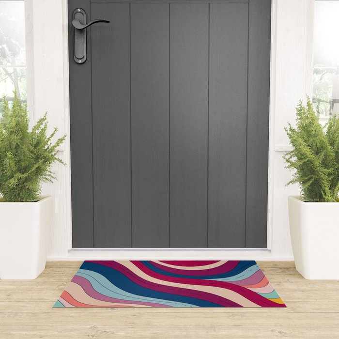 Boho Fluid Abstract Wavy Welcome Mat Gallery Image 3