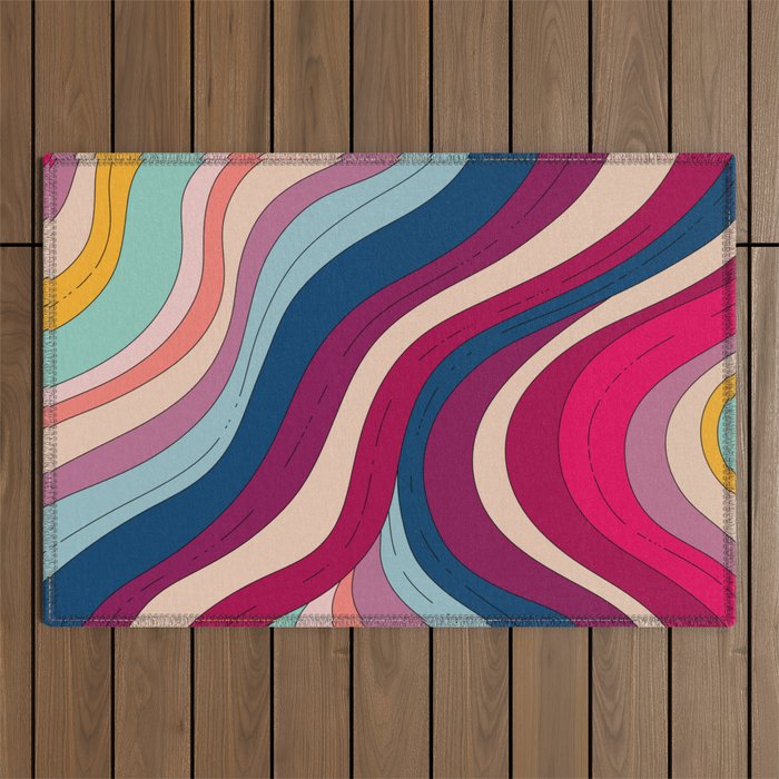 Boho Fluid Abstract Wavy Outdoor Rug Gallery Image 1