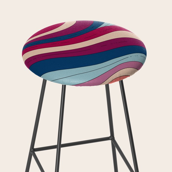 Boho Fluid Abstract Wavy Stool Gallery Image 2