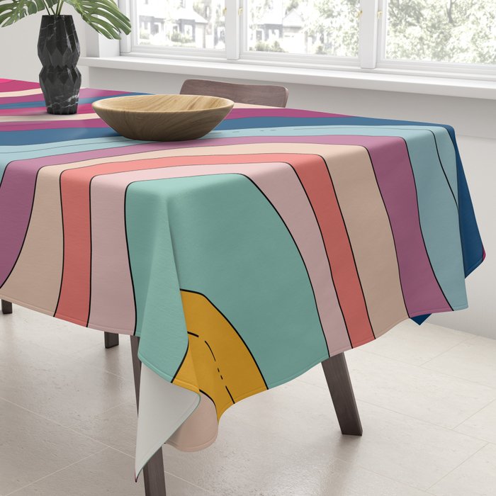 Boho Fluid Abstract Wavy Tablecloth Gallery Image 3