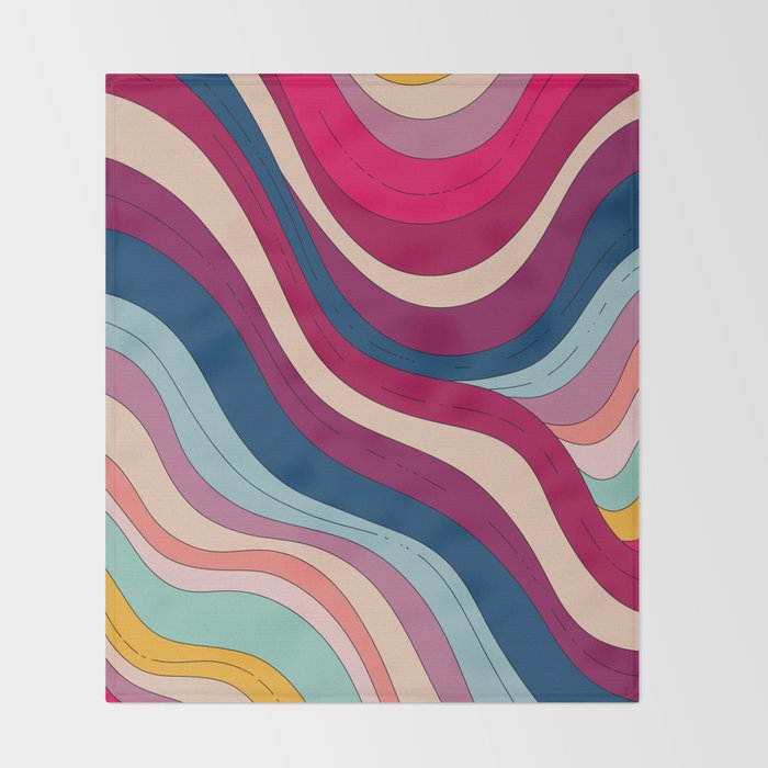 Boho Fluid Abstract Wavy Throw Blanket Gallery Image 2