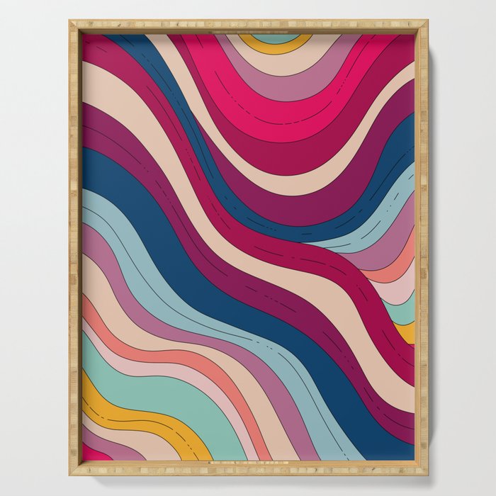 Boho Fluid Abstract Wavy Serving Tray Gallery Image 1