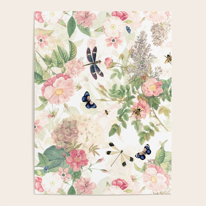 Vintage & Shabby Chic - Botanical Flower Roses Garden Poster Gallery Image 1