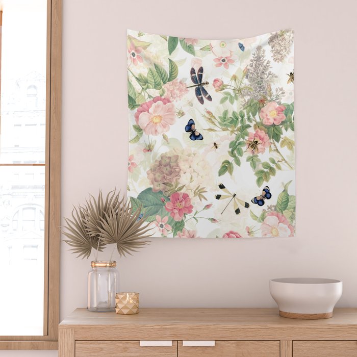 Vintage & Shabby Chic - Botanical Flower Roses Garden Wall Tapestry Gallery Image 2