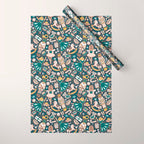 Nutcracker ballet gingerbread delicious biscuits // nile blue background beige forest and pine green sweet Christmas cookies Wrapping Paper Gallery Image 1