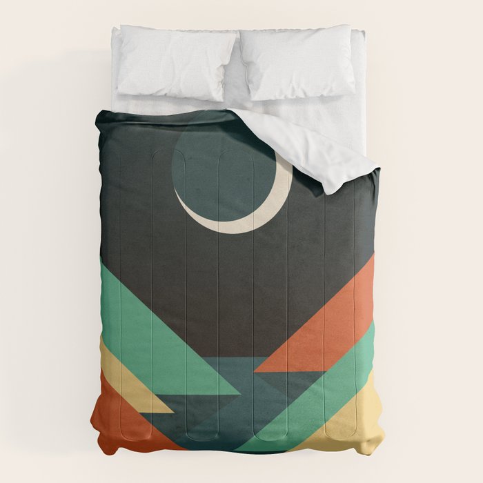 Quiet stream under crescent moon Comforter Gallery Image 1