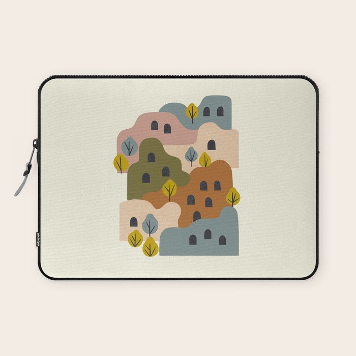 Adobe Village With Trees Laptop Sleeve Gallery Image 1
