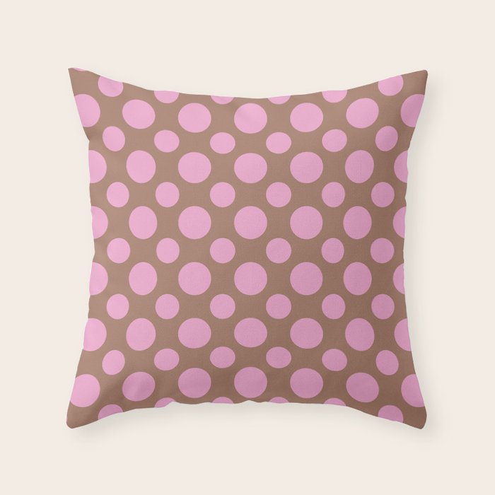 Polka Dots Variable Pattern 2 Inspired by PANTONE 17 1230 Color of the Year Mocha Mousse Throw Pillow Gallery Image 1