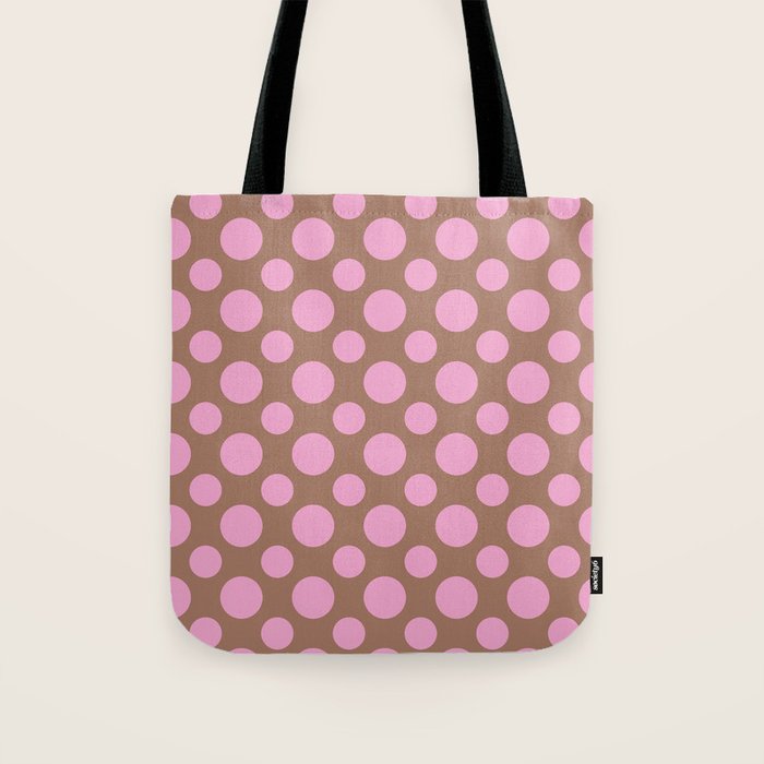Polka Dots Variable Pattern 2 Inspired by PANTONE 17 1230 Color of the Year Mocha Mousse Tote Bag Gallery Image 1
