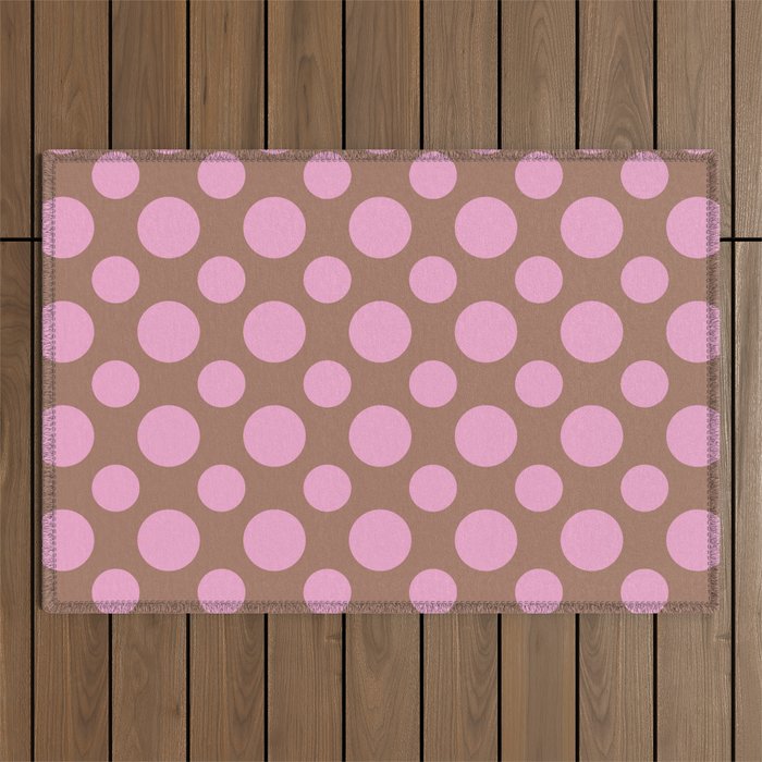 Polka Dots Variable Pattern 2 Inspired by PANTONE 17 1230 Color of the Year Mocha Mousse Outdoor Rug Gallery Image 1