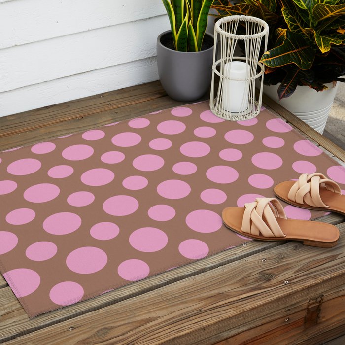 Polka Dots Variable Pattern 2 Inspired by PANTONE 17 1230 Color of the Year Mocha Mousse Outdoor Rug Gallery Image 2