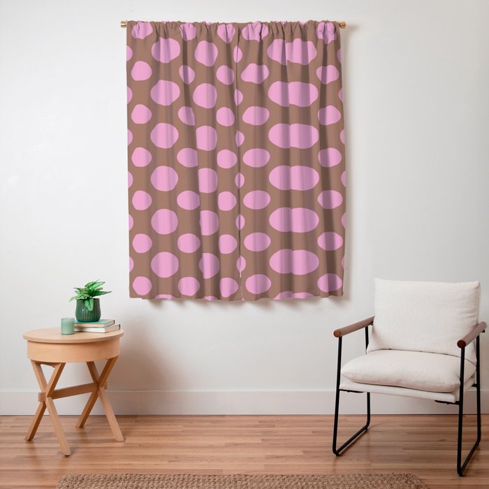 Polka Dots Variable Pattern 2 Inspired by PANTONE 17 1230 Color of the Year Mocha Mousse Window Curtain Gallery Image 3
