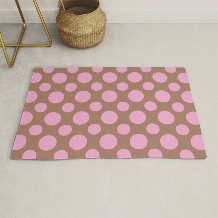 Polka Dots Variable Pattern 2 Inspired by PANTONE 17 1230 Color of the Year Mocha Mousse Rug Gallery Image 1