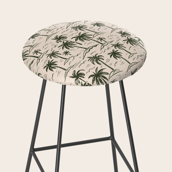 Vintage tropical palm tree island pattern Stool Gallery Image 2