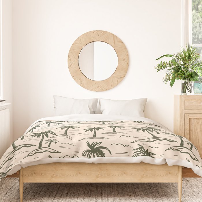 Vintage tropical palm tree island pattern Duvet Cover Gallery Image 3
