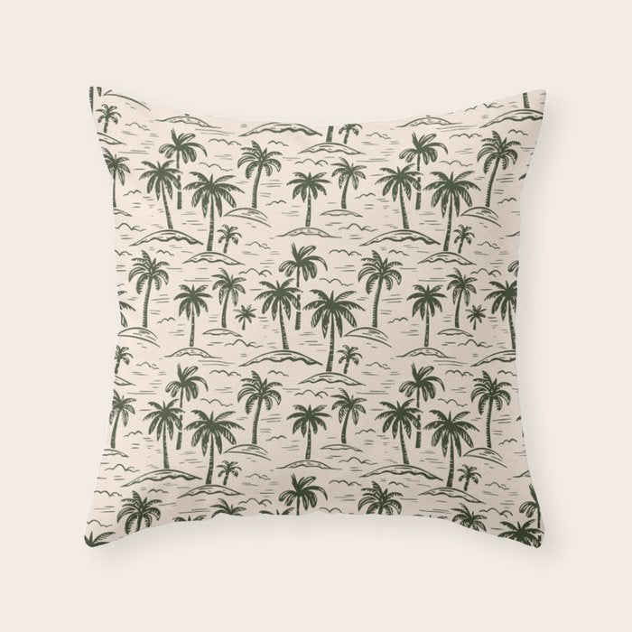 Vintage tropical palm tree island pattern Throw Pillow Gallery Image 6