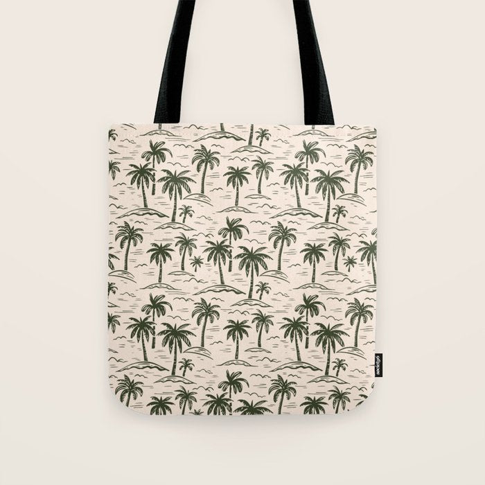 Vintage tropical palm tree island pattern Tote Bag Gallery Image 1